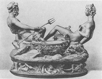 Б. Челлини. Нептун и Амфитрита,
Солонка Франциска I. Золото. 1540–1543